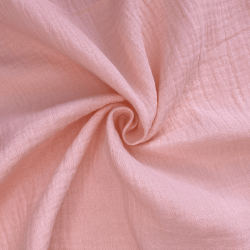 Ткань Муслин Жатый, цвет Нежно-Розовый (на отрез)  в Хабаровске